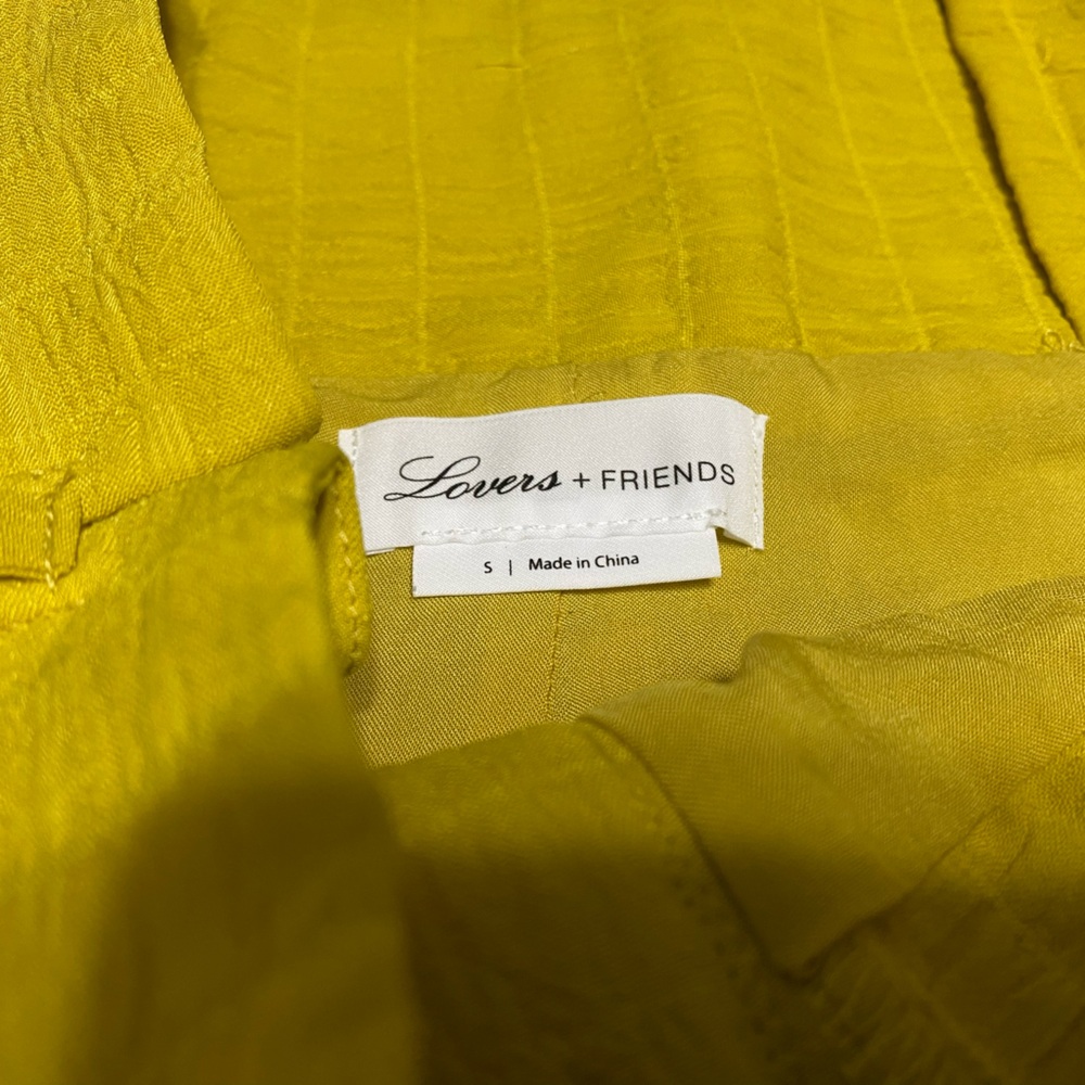 Lovers + Friends Irving Cropped Paper Bag Gauzey Pant Yellow Small - Picture 3 of 5